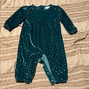 Cat & Jack Teal Velvet Baby Outfit